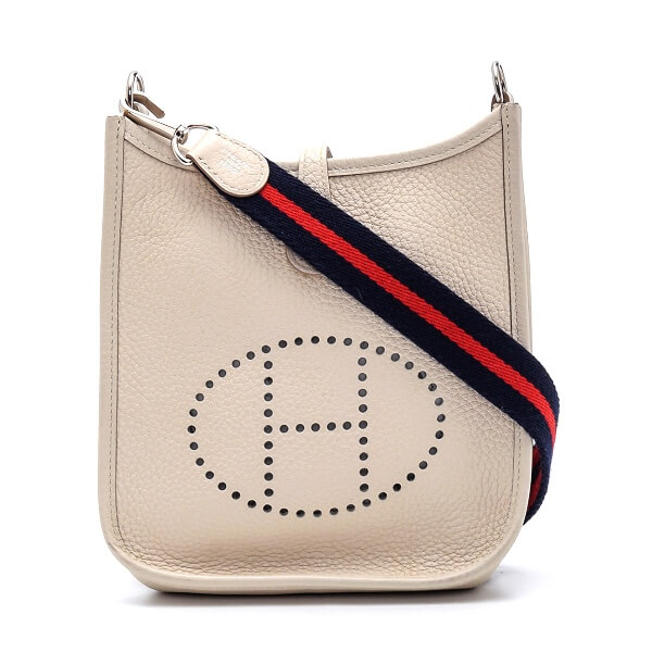Hermes - Cream Clemence Leather Mini Evelyne Bag